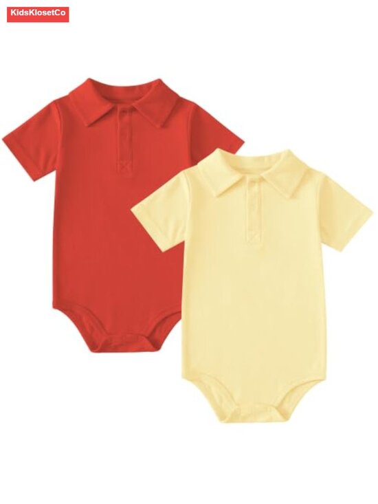 Other - Cotton Baby Polo Collared Bodysuit Snap Closure Romper Unisex